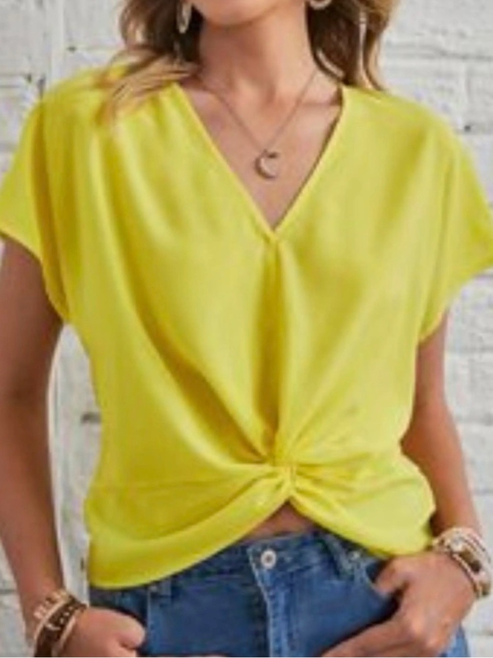 NWT Marc New York Linen blend Yellow Green Sleeveless Front Twist Blouse Size 2x